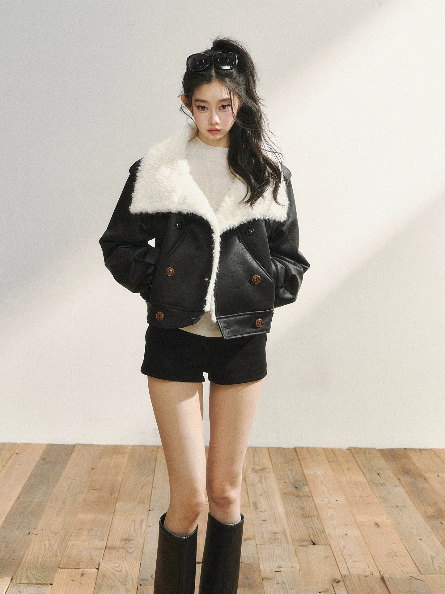 Black High-Waist Bodycon Mini Shorts