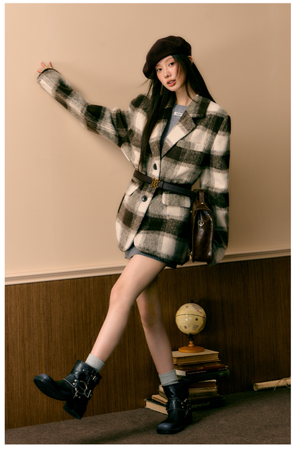 Short &amp; Long Brown Plaid Coats - CHINASQUAD