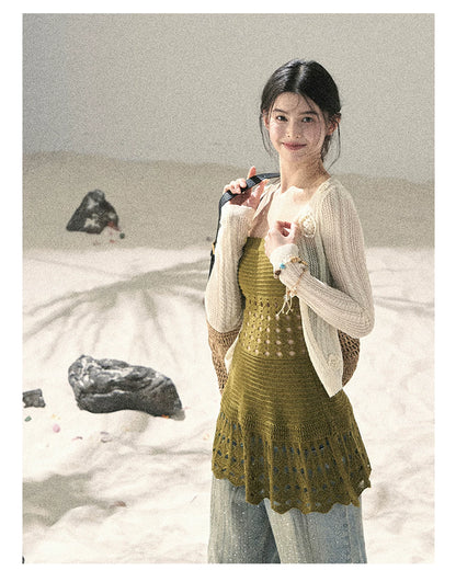 “The Space Between” Open-Shoulder Knit Camisole
