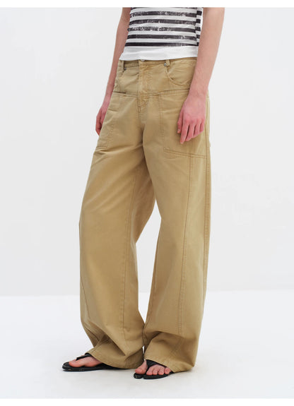 Utility Pocket Curved Wide-Leg Trousers