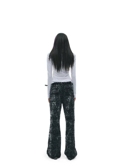 Y2K Grunge Washed Off-Shoulder Layered Long Sleeve Top