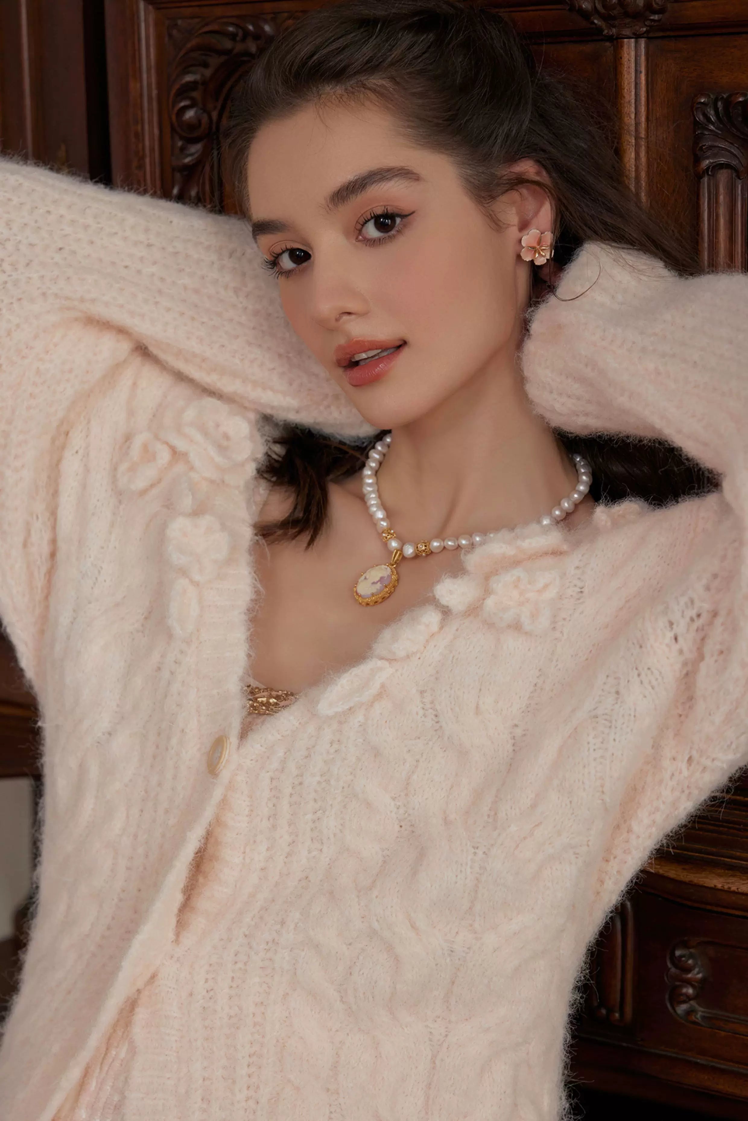 Hand-Crocheted Wool Knit Cardigan