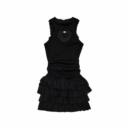 Snoopy Lace Patch Tiered Tank Dress 1Jinn Studio