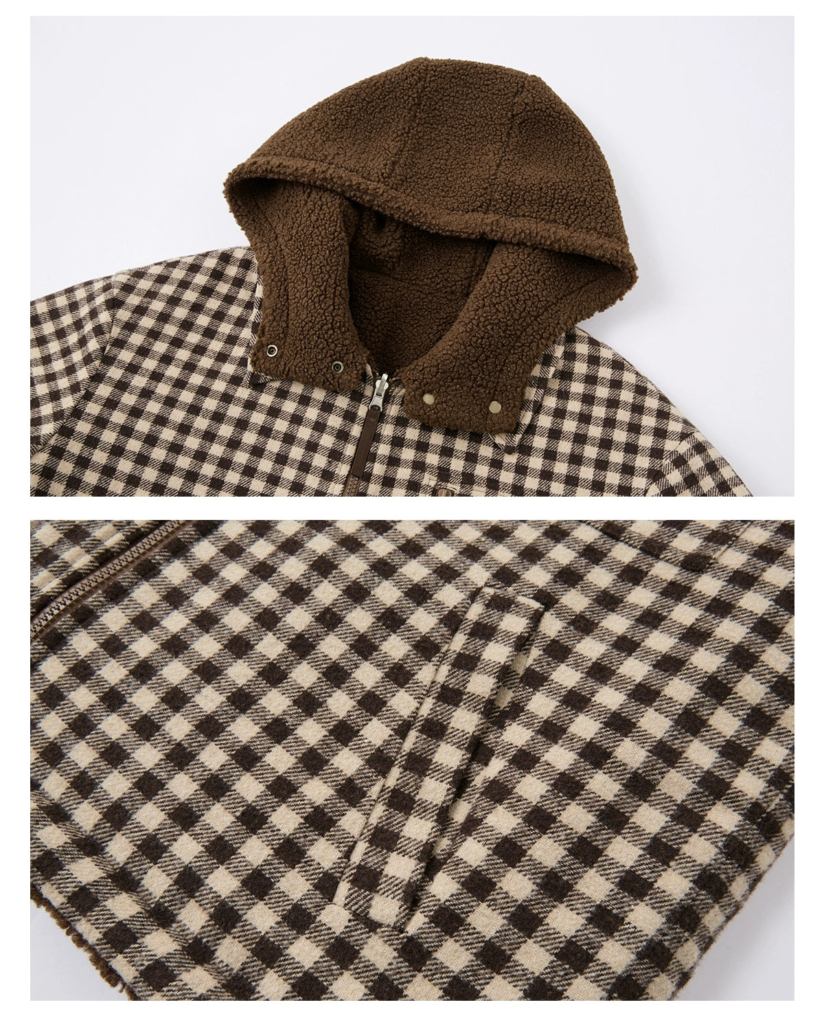 Reversible Plaid Fleece Patchwork Jacket