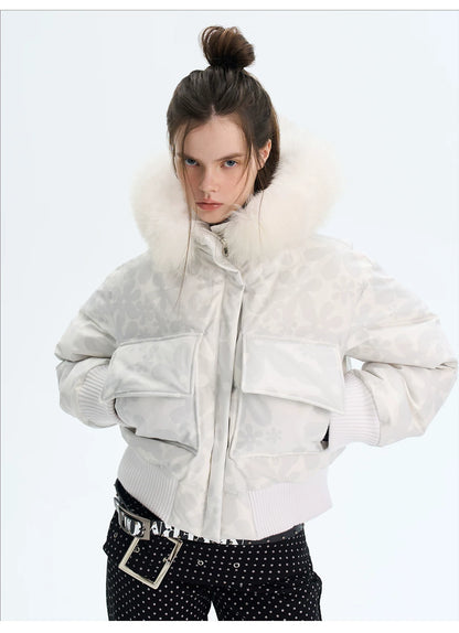 Vintage Printed Short Down Jacket