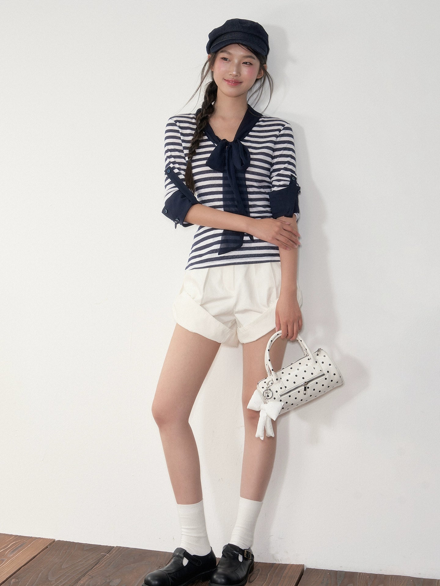 White Slim Fit Cuffed Casual Shorts