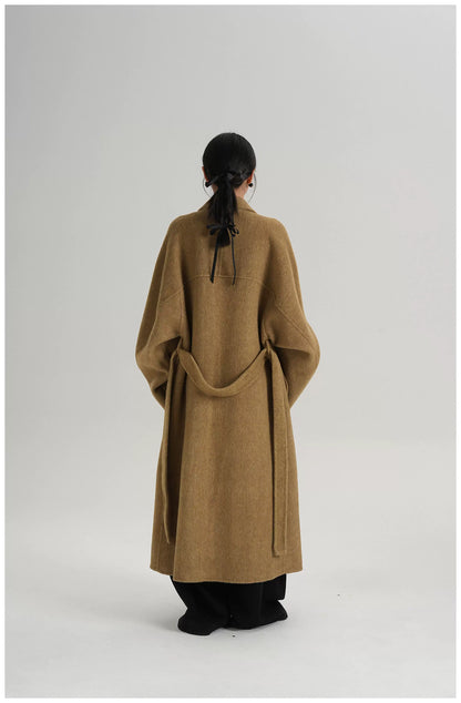 Tie-Belt Long Wool Coat