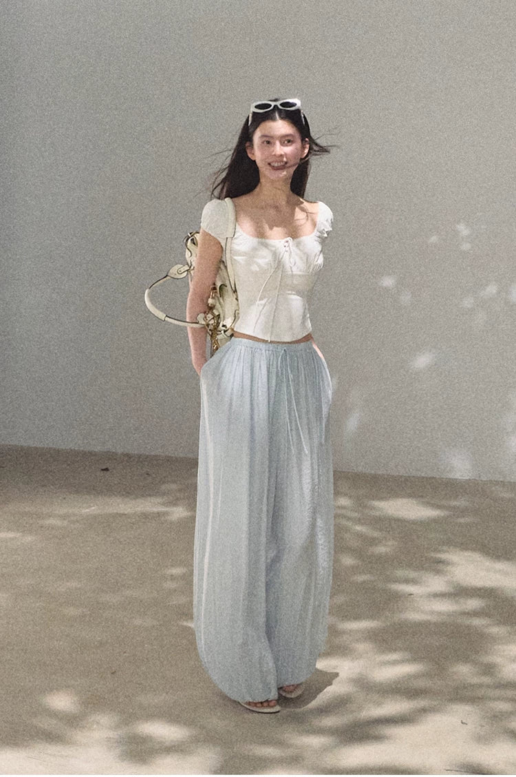 Silk-Blend Relaxed Wide-Leg Trousers
