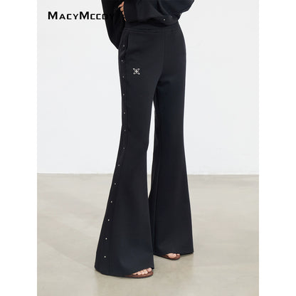 Studded Letter Off-Shoulder Sweatshirt