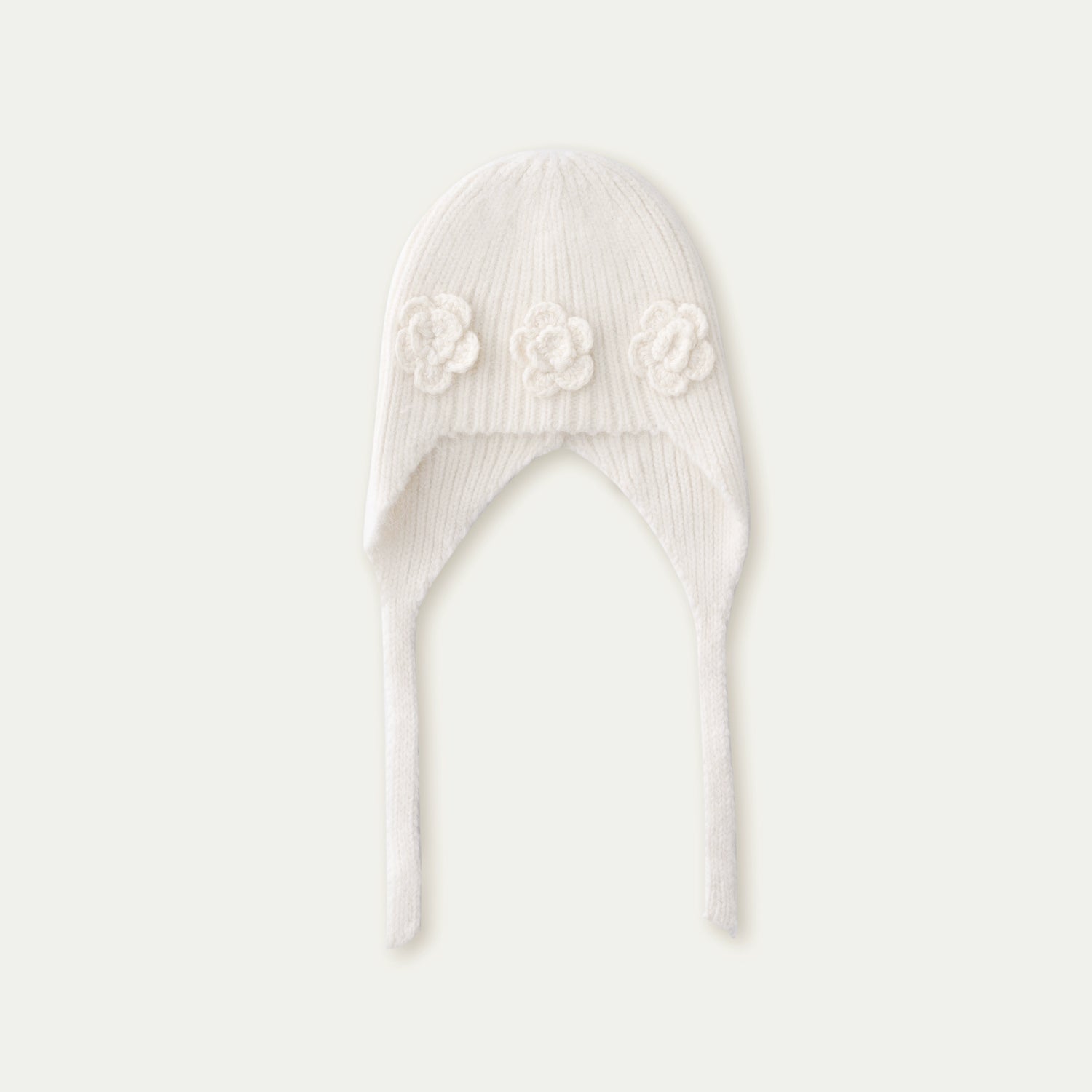 Floral Angora Knit Beanie