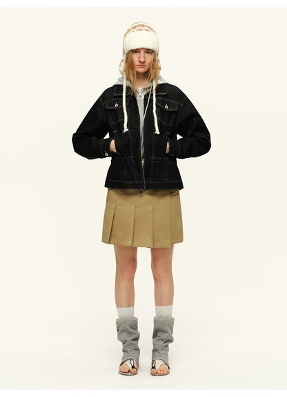 Side-Zip Layered-Effect Pleated Mini Skirt