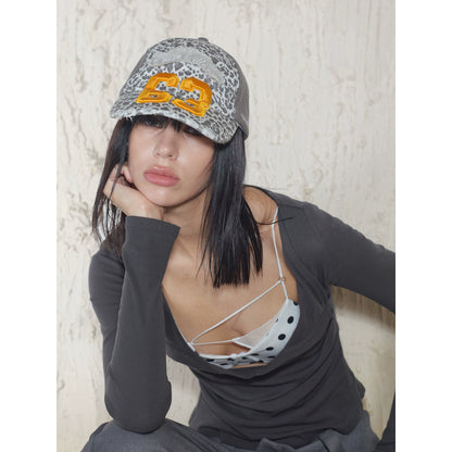 Rock Leopard Newspaper Print Baseball Cap