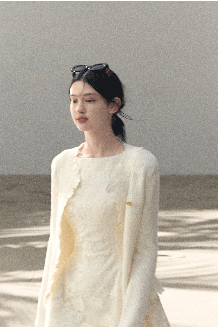 Wool-Blend Waist-Cinched Fitted Dress