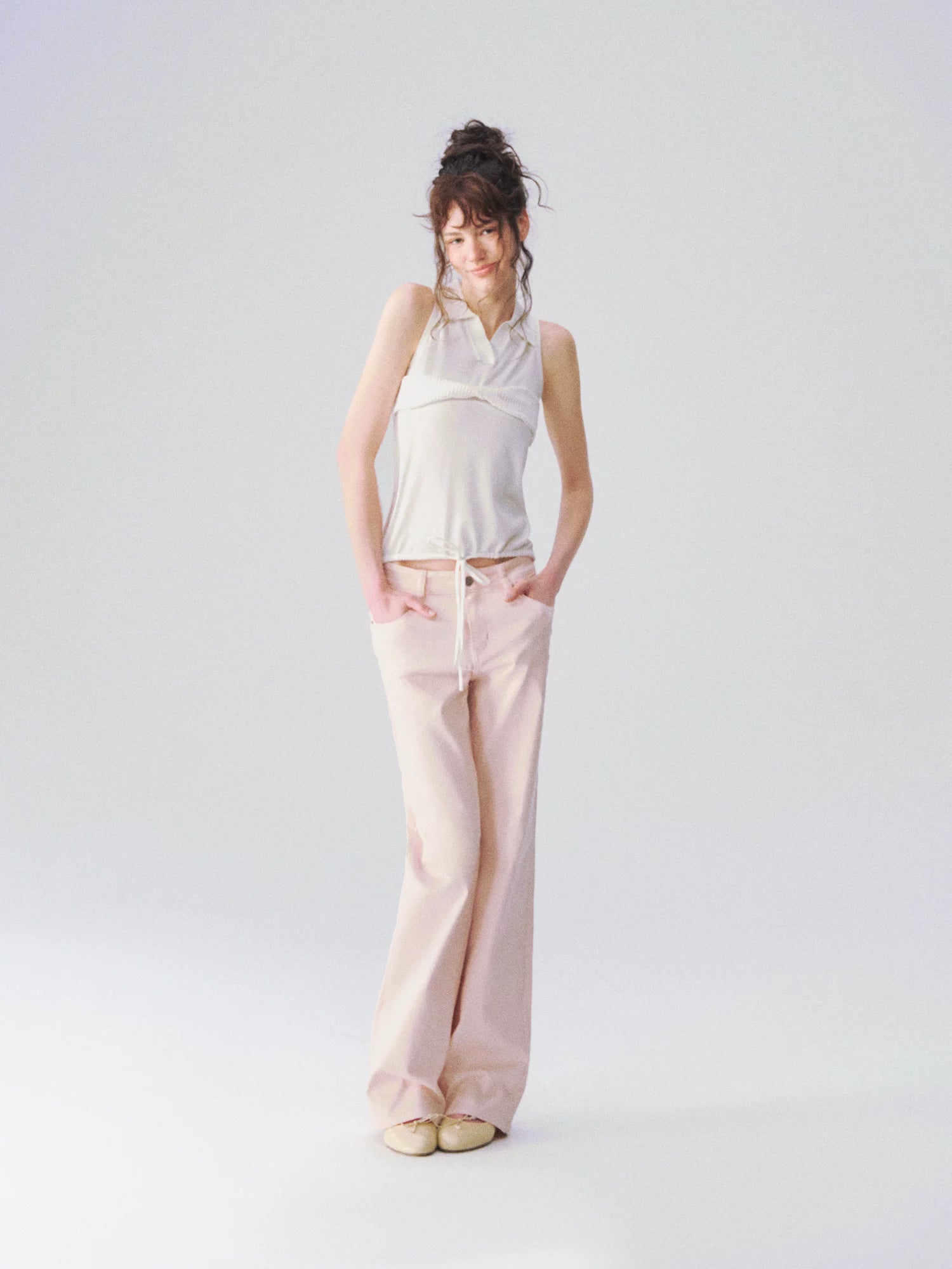 Twist-Knot Polo Neck Sleeveless Top