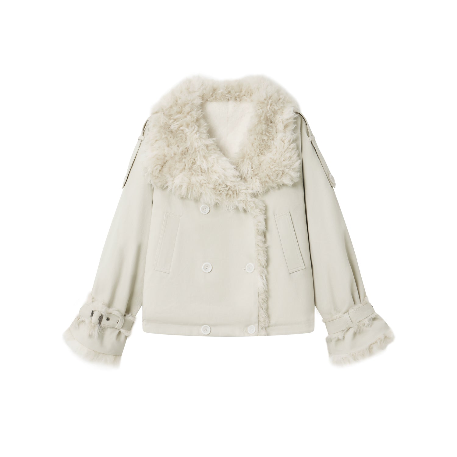 Faux Fur Leopard-Panel Parka Jacket