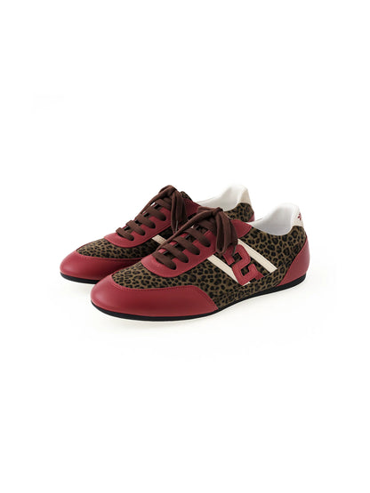 Leopard-Panel Low-Top German Trainer Sneakers