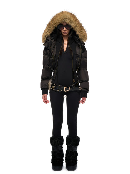 Black Knit-Trim Down Jacket