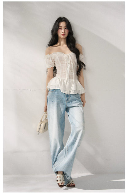 Cotton-Linen Fitted Short Sleeve Top