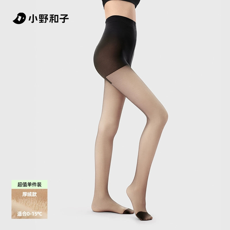 Double-Layer Black Sheer Pantyhose, Black Semi-Sheer Tights