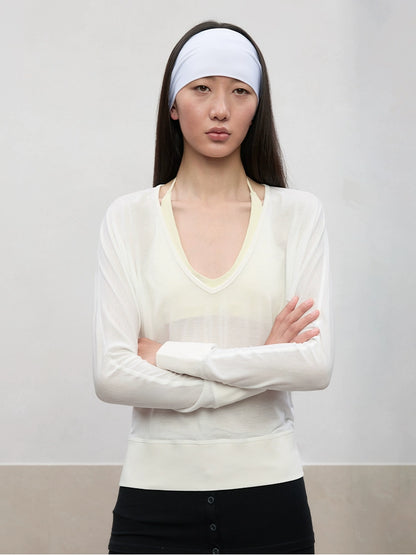 Lyocell-Linen V-Neck Knit Cover-up