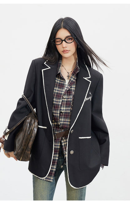 Contrast Fringe Blazer