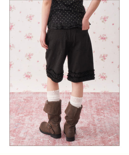 Vintage Lace Trim Lyocell Shorts