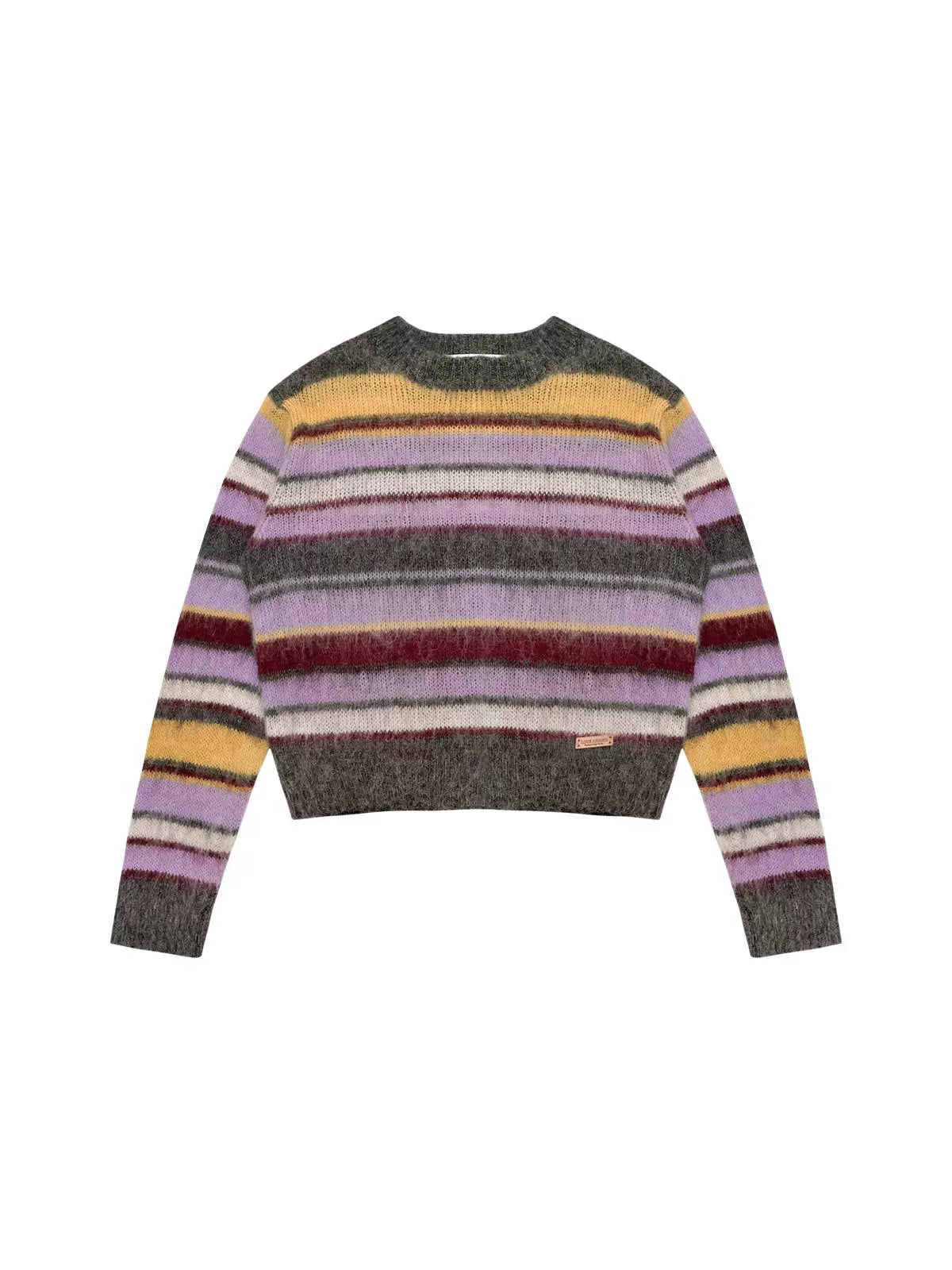 Color-Block Crew Neck Striped Knit Sweater