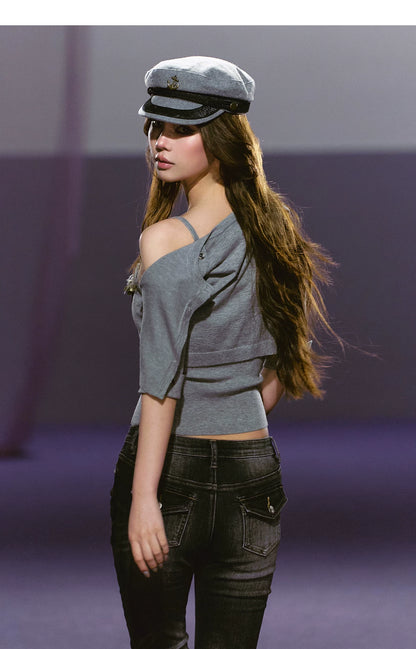 Refined Knit Cardigan &amp; Embellished Camisole Set