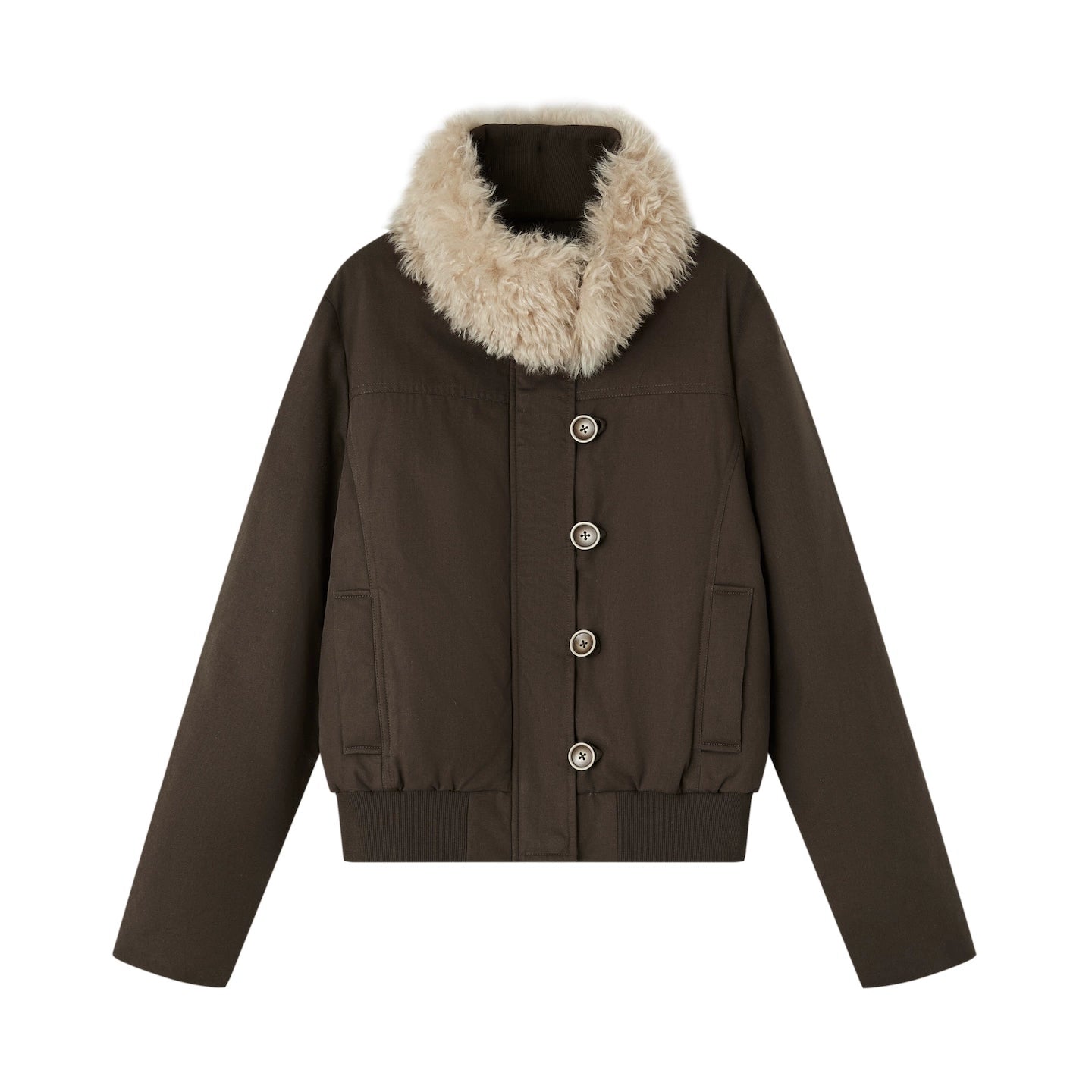 Detachable Fur-Collar Fitted Down Jacket