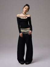 Double Waistband Raw Denim Wide-Leg Jeans - CHINASQUAD