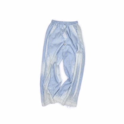 Washed Blue Stripe Shirt / Straight Pants / Corset Set