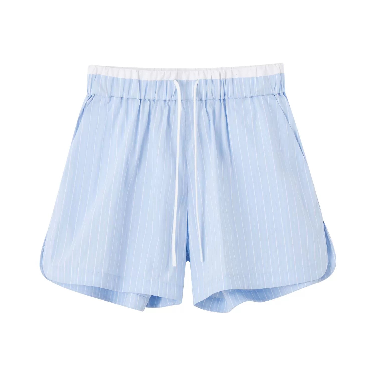 Blue &amp; White Layered Faux Two-piece Striped Shirt &amp; Shorts