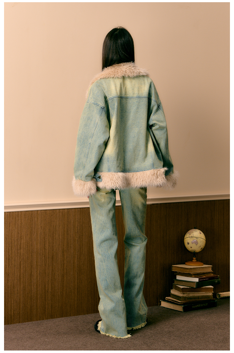 Fleece Patchwork Denim Jacket - CHINASQUAD