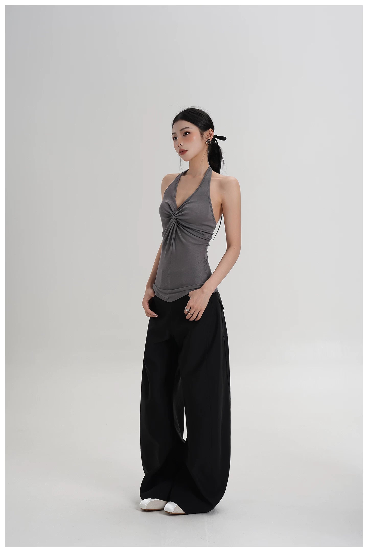 Silk-Blend Draped Halterneck Camisole