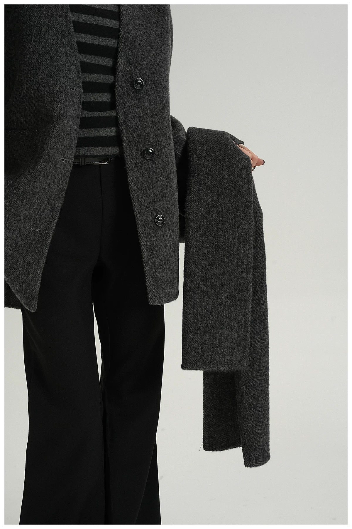 Scarf-Detail Cropped Wool Jacket