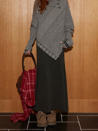 Fishtail Knit Midi Skirt