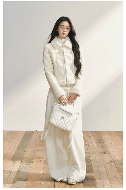 White Minimalist Relaxed Draped Pants