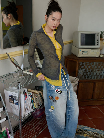 Semi-Sheer Slim Fit Cardigan