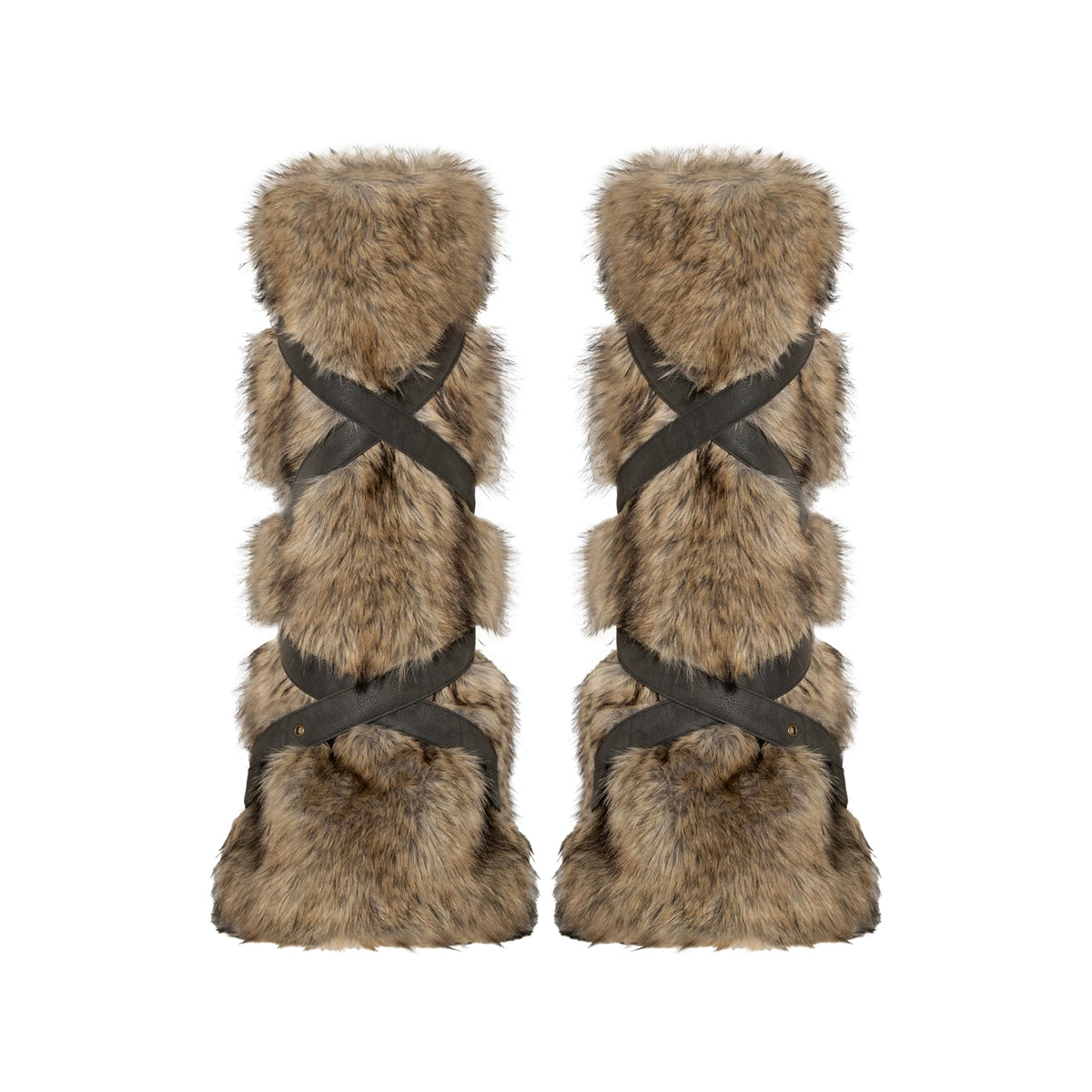 Faux Fur Brown Y2K Leg Warmers