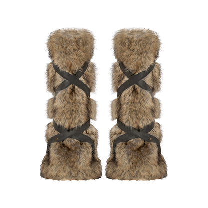 Faux Fur Brown Y2K Leg Warmers