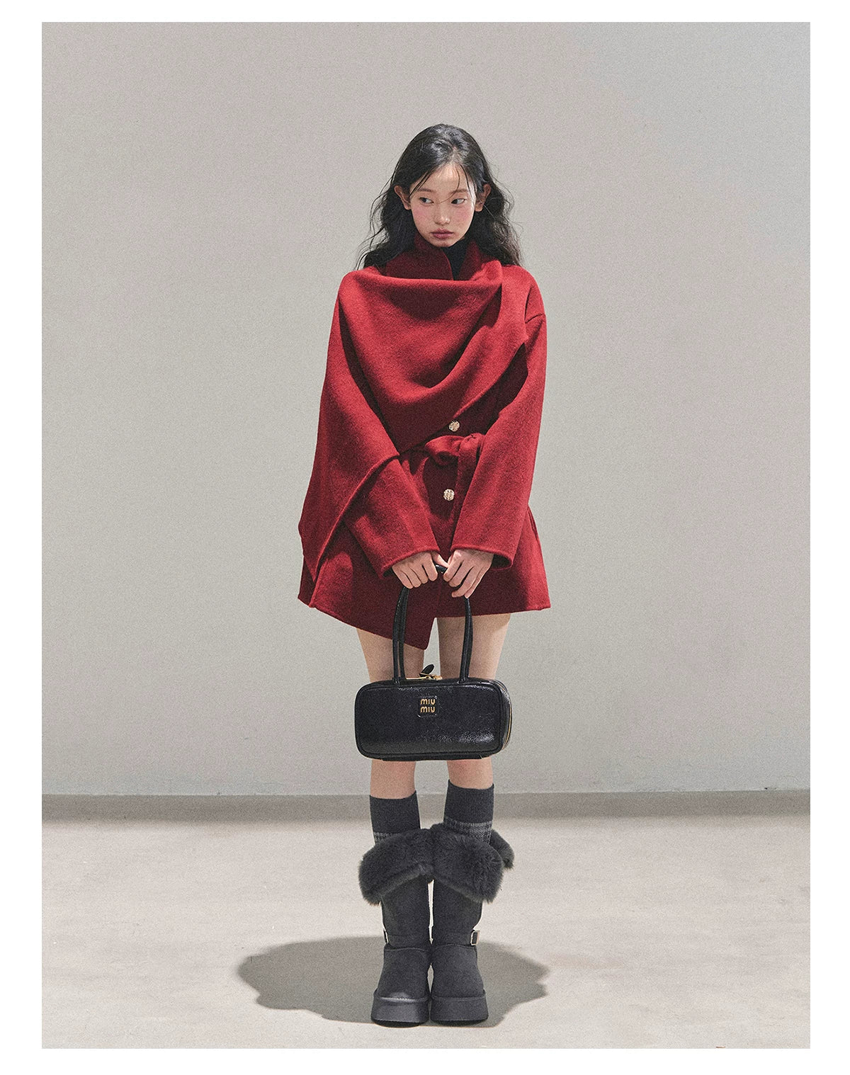 French British-Style Wool Coat