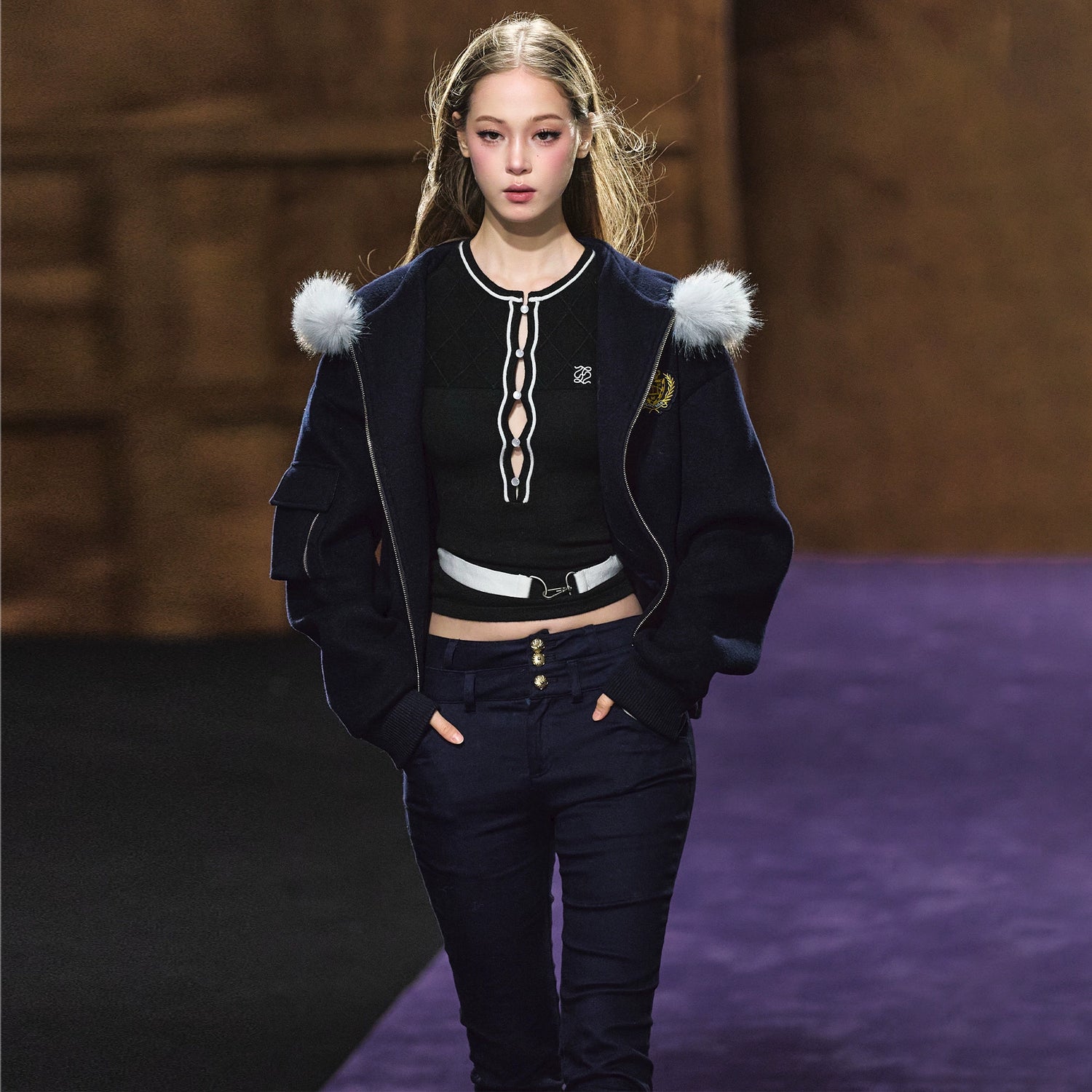 Wool-Blend Faux Fur Hooded Fleece Two-Piece Set