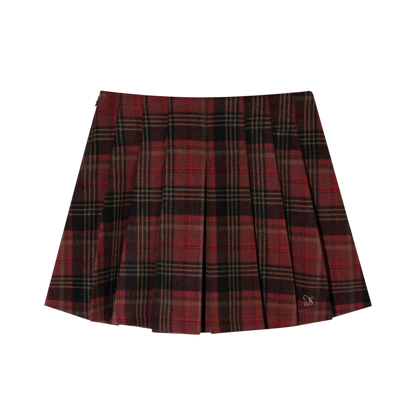 Vintage Red Plaid Wool-Blend Mini Skirt
