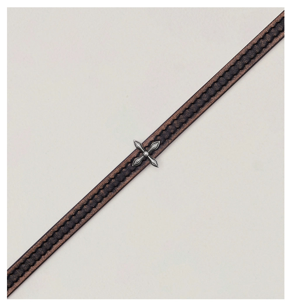 Compass Badge Leather Choker
