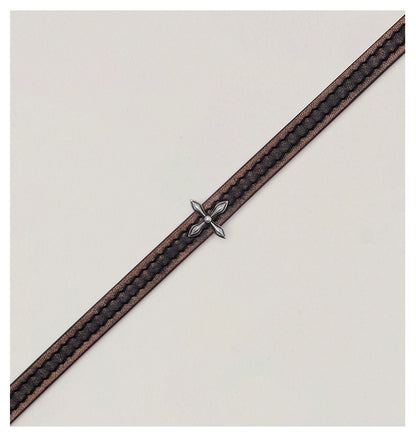 Compass Badge Leather Choker