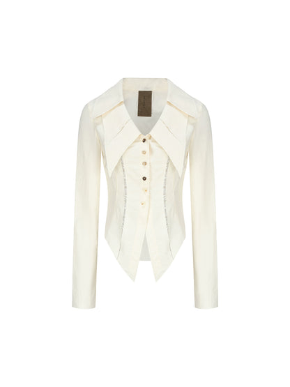 White Double Collar Lace Shirt