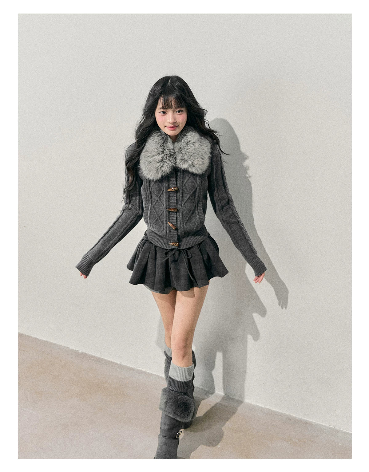 Cable Knit Toggle Cardigan Sweater