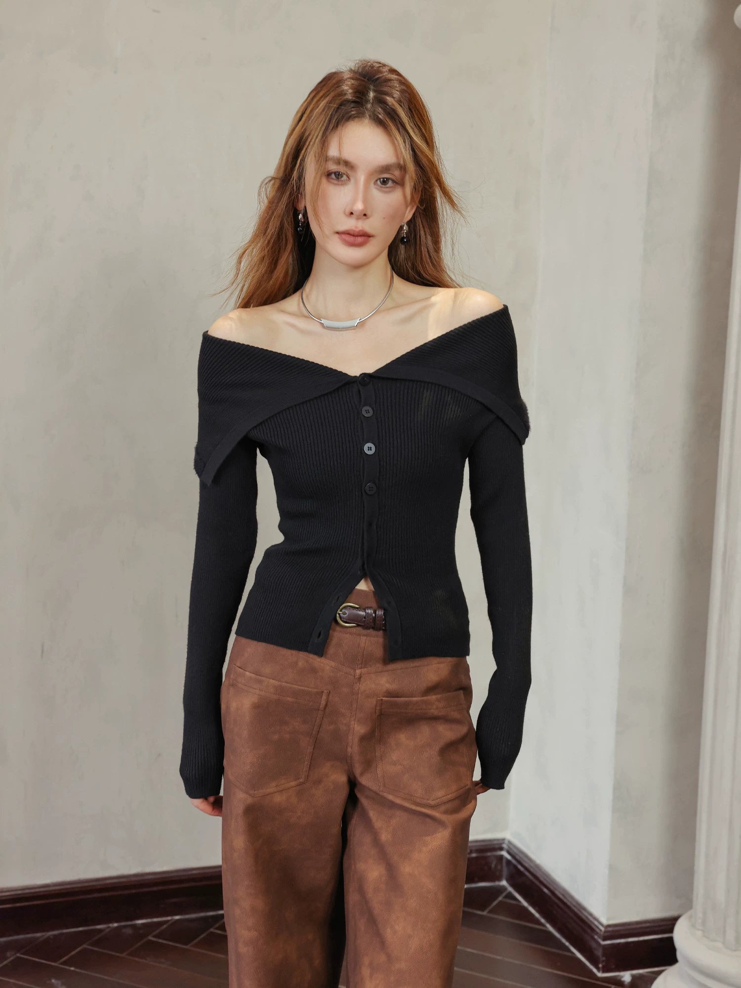 Black one shoulder sales sweater