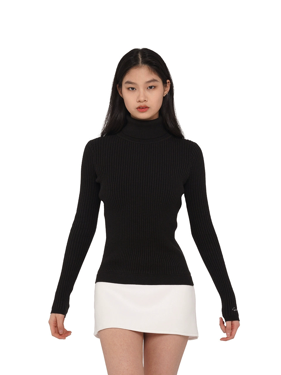 Turtleneck Faux Two-Piece Sweater Dress