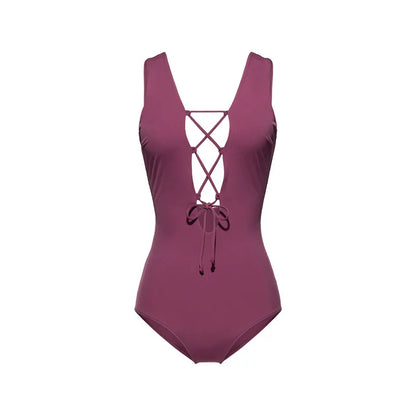 Deep V-neck Halter One-piece Swimsuit